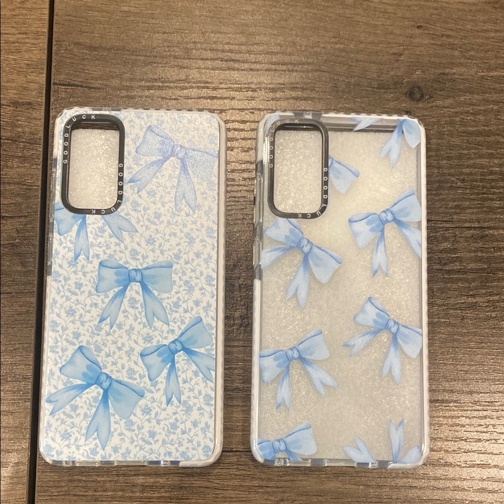 Blue & White Bow Pattern Phone Case Samsung S20 (2)
